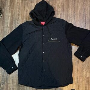 Supreme Black Hooded Shirt Jacket